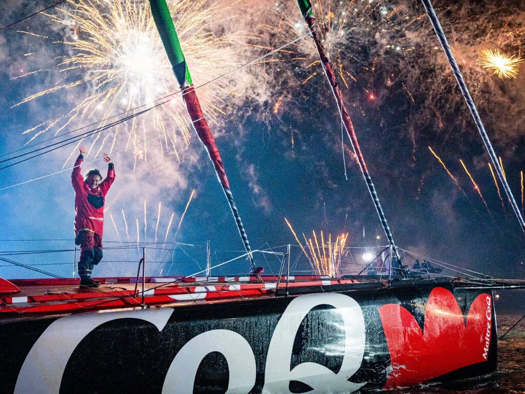 Arrivée vainqueur du Vendée Globe 2020 Yannick Bestaven - © Bernard Le Bars/Alea